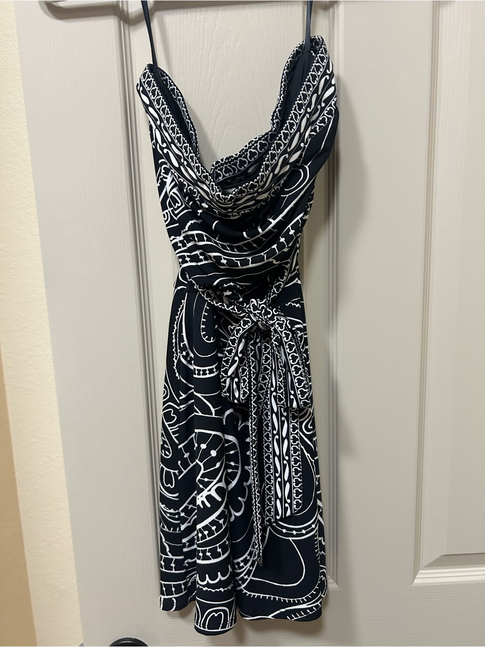 Black & White Printed Strapless Dress